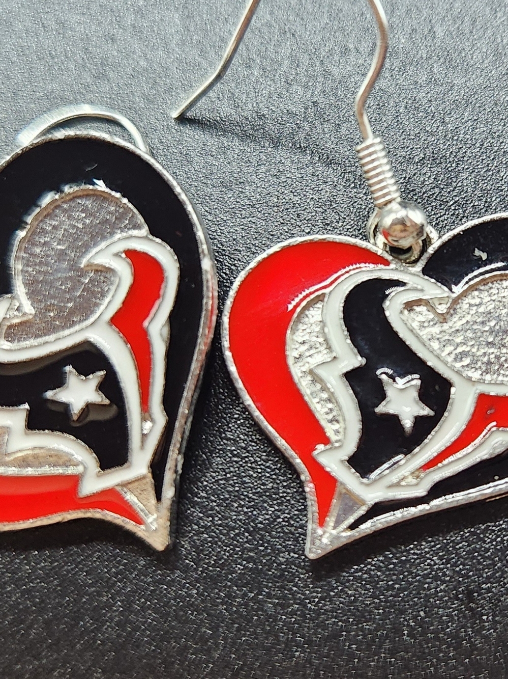 HOUSTON TEXANS Enamel Heart Drop Earrings